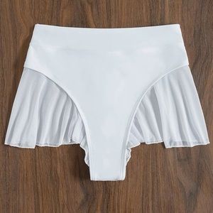 Ruffle Hem White Bikini Bottoms
